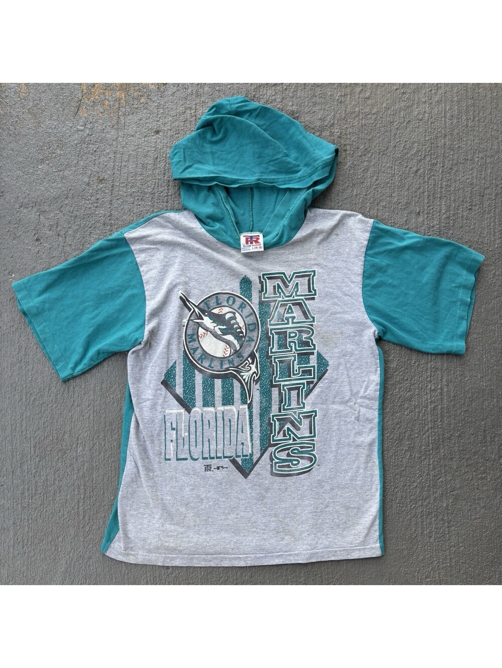 Vintage 1994 Flordia Marlins MLB Baseball Hooded Shirt YOUTH Large 14-16
